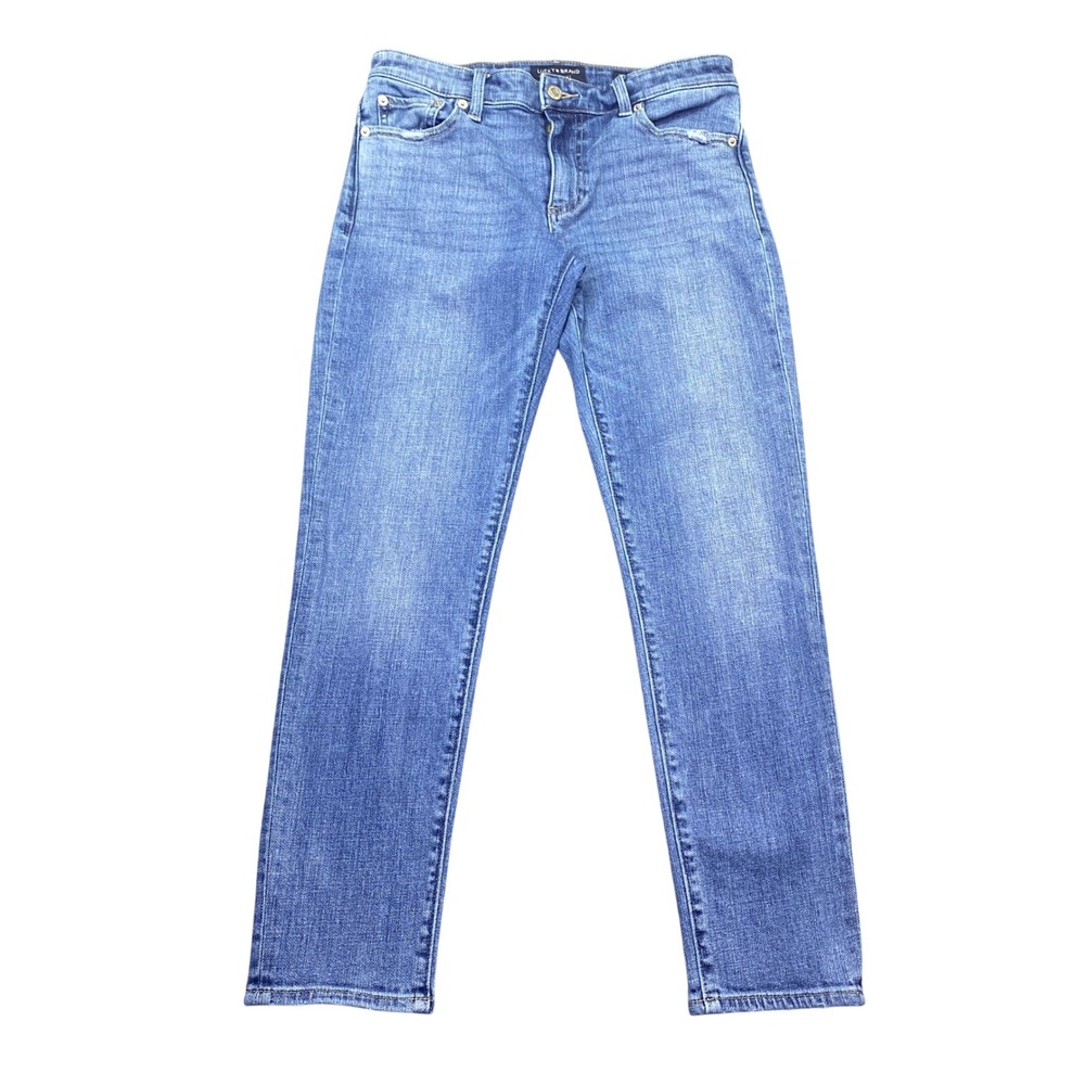 Lucky Brand Sienna Mid Rise Boyfriend Jeans Blue Denim Distressed Size 2/26